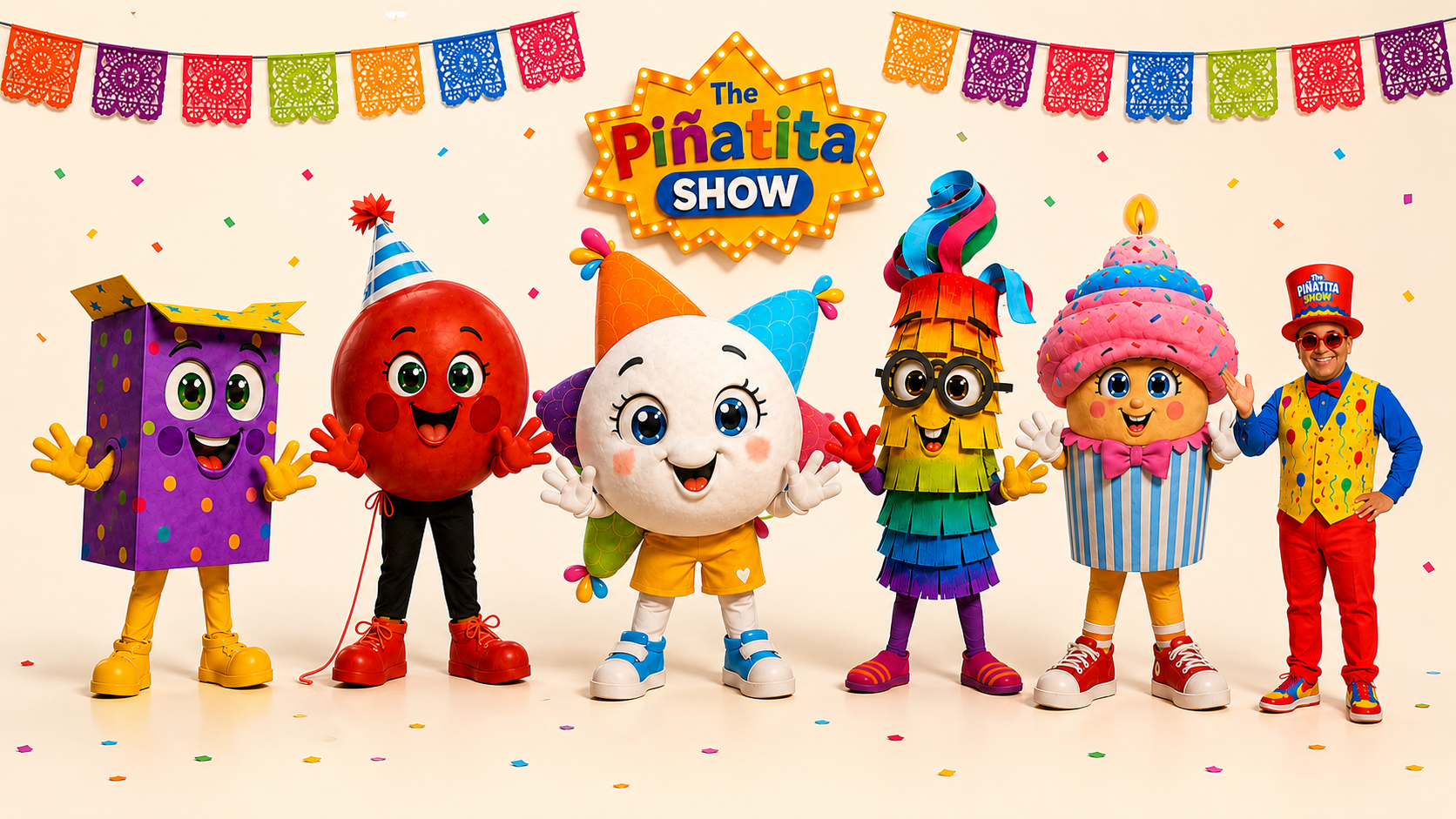 The Piñatita live show cast together on stage